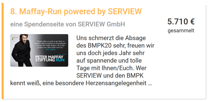 SERVIEW Petter Maffay Stiftung Spenden