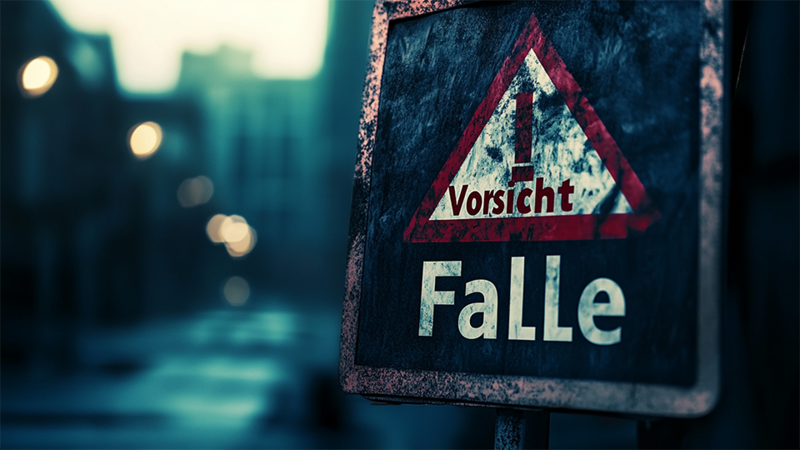 Grafik Vorsicht Falle Schild